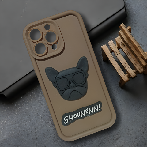 Dark Brown SHOUNENN BULLDOG Silicone case for Apple iphone 14 Pro