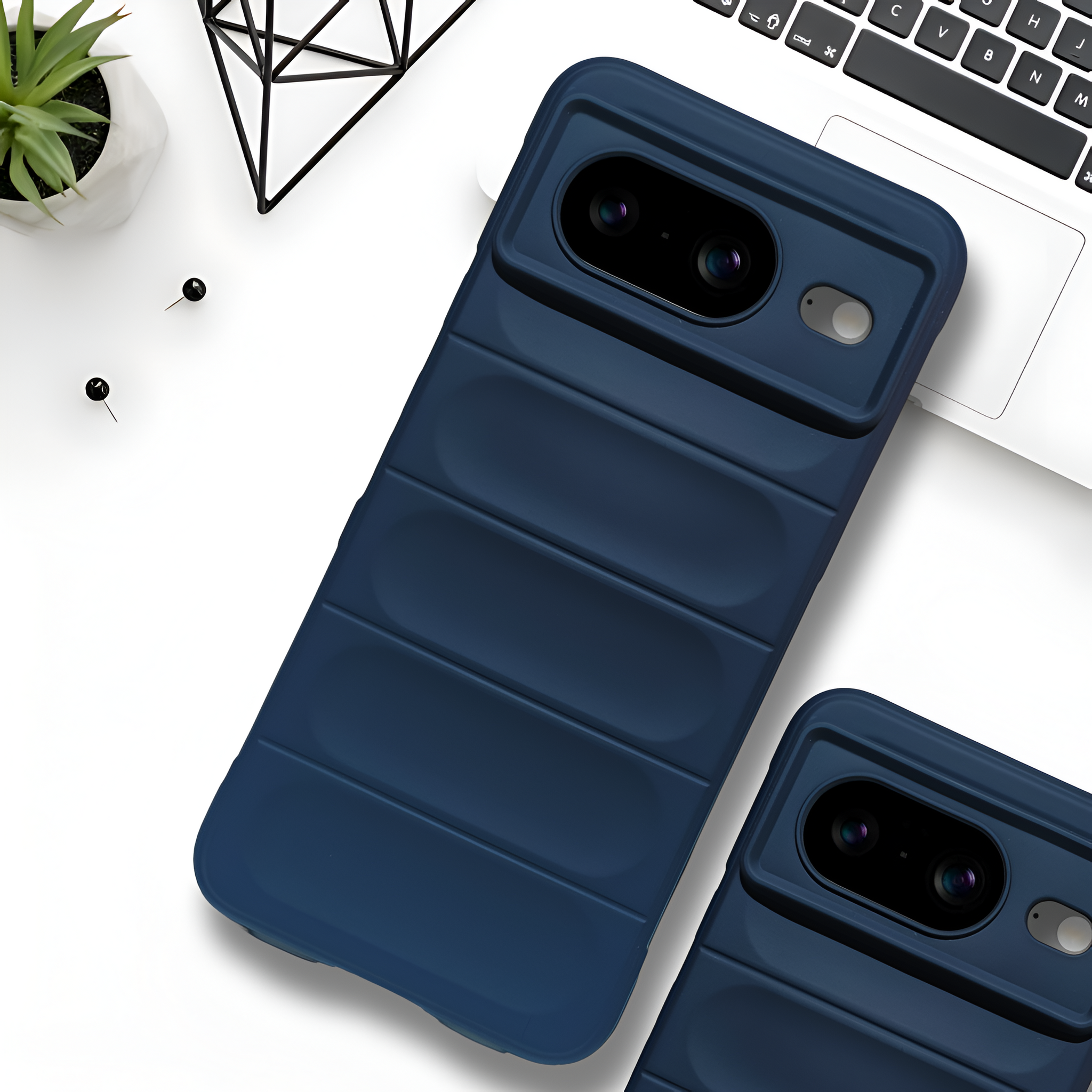 Dark Blue Wave Silicone Case for Google Pixel 8