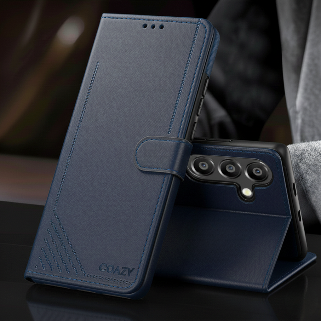 Velvet Dark Blue Flip Leather Case for Samsung Galaxy A56