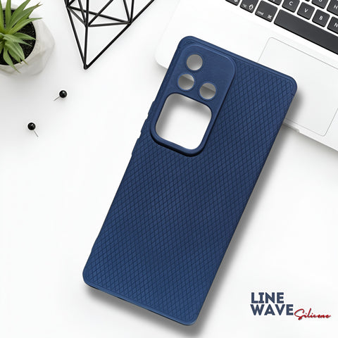 Dark Blue Line Wave Silicone Case for Vivo V30