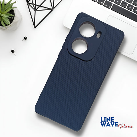 Dark Blue Line Wave Silicone Case for Oppo Reno 11