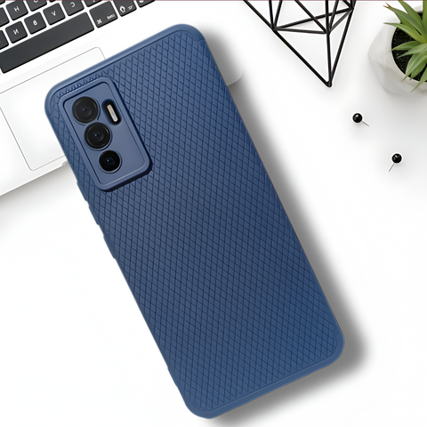 Dark Blue Line Wave Silicone Case for Vivo V23E