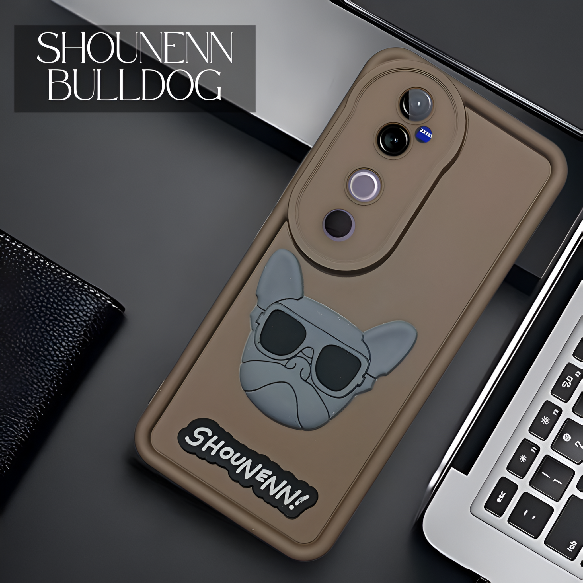 Dark Brown SHOUNENN BULLDOG Silicone case for Vivo V40 Pro