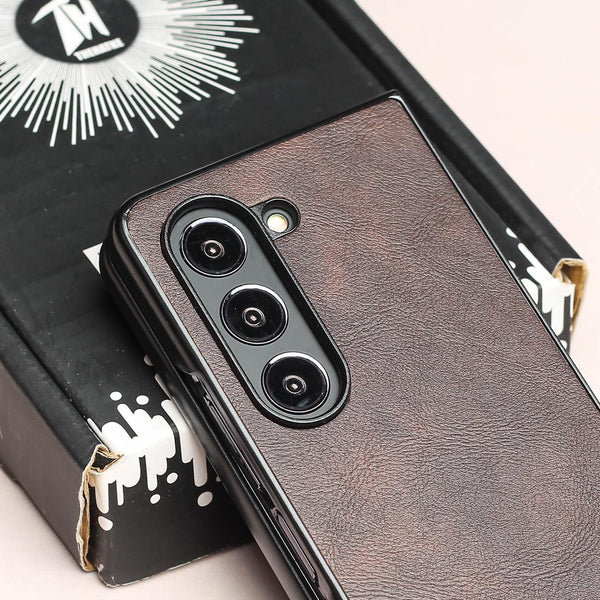 Deep Brown Leather Case for Samsung Galaxy Z Fold 5 - The Hatke