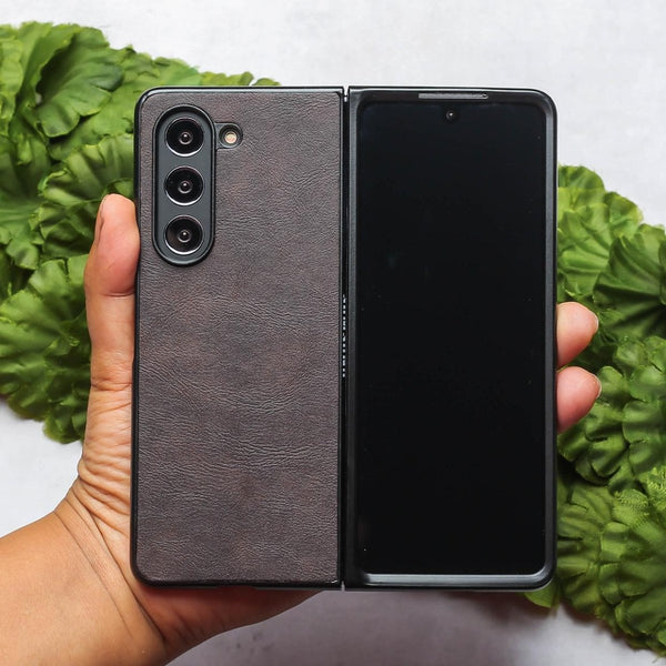 Deep Brown Leather Case for Samsung Galaxy Z Fold 5 - The Hatke