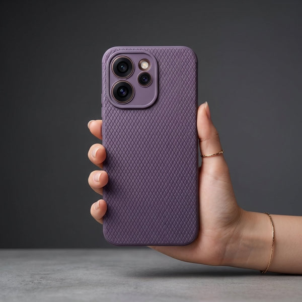 Deep Purple Line Wave Silicone Case for Oppo Reno 15 Pro Mini - The Hatke