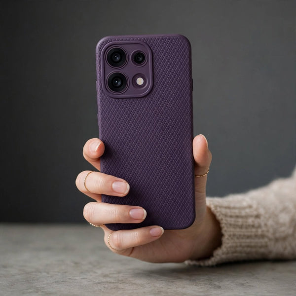 Deep Purple Line Wave Silicone Case for Oppo Reno 16c - The Hatke