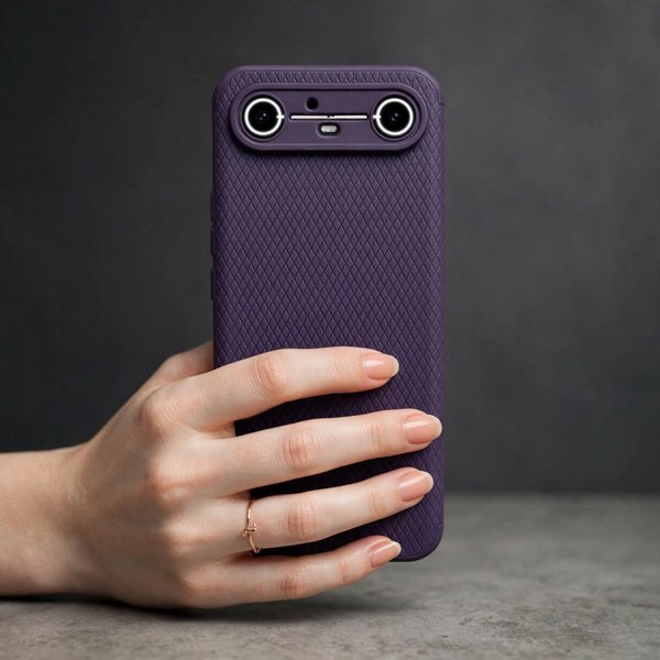 Deep Purple Line Wave Silicone Case for Tecno Pova Slim - The Hatke