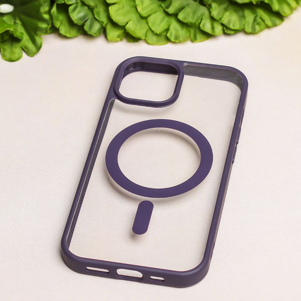 Deep Purple MagSafe Clear Transparent Silicone case for Apple iphone 15 Pro Max - The Hatke