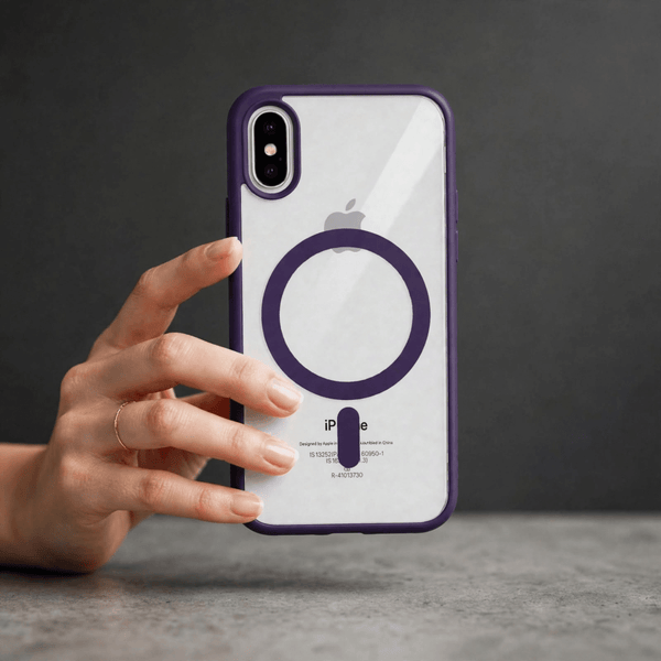 Deep Purple MagSafe Clear Transparent Silicone case for Apple iphone X/xs - The Hatke