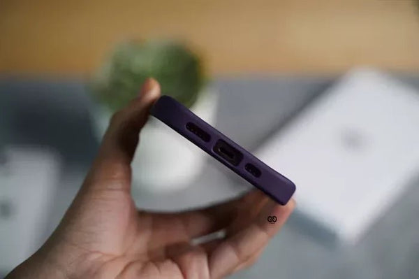 Deep Purple Metal Safe Transparent Case for Apple iphone 13 - The Hatke