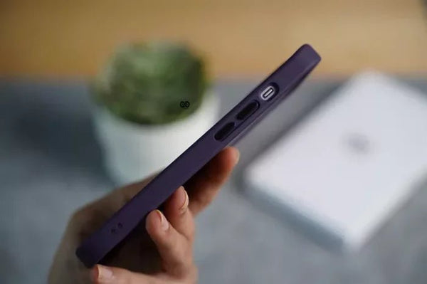 Deep Purple Metal Safe Transparent Case for Apple iphone 13 - The Hatke