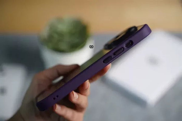 Deep Purple Metal Safe Transparent Case for Apple iphone 13 - The Hatke
