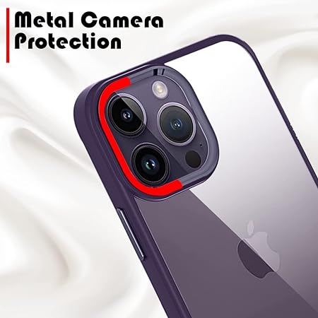 Deep Purple Metal Safe Transparent Case for Apple iphone 14 Pro Max - The Hatke