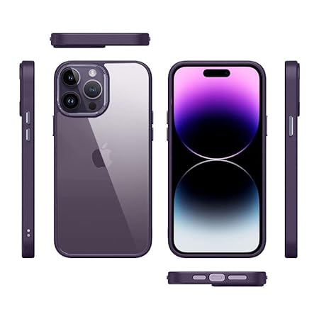 Deep Purple Metal Safe Transparent Case for Apple iphone 14 Pro Max - The Hatke