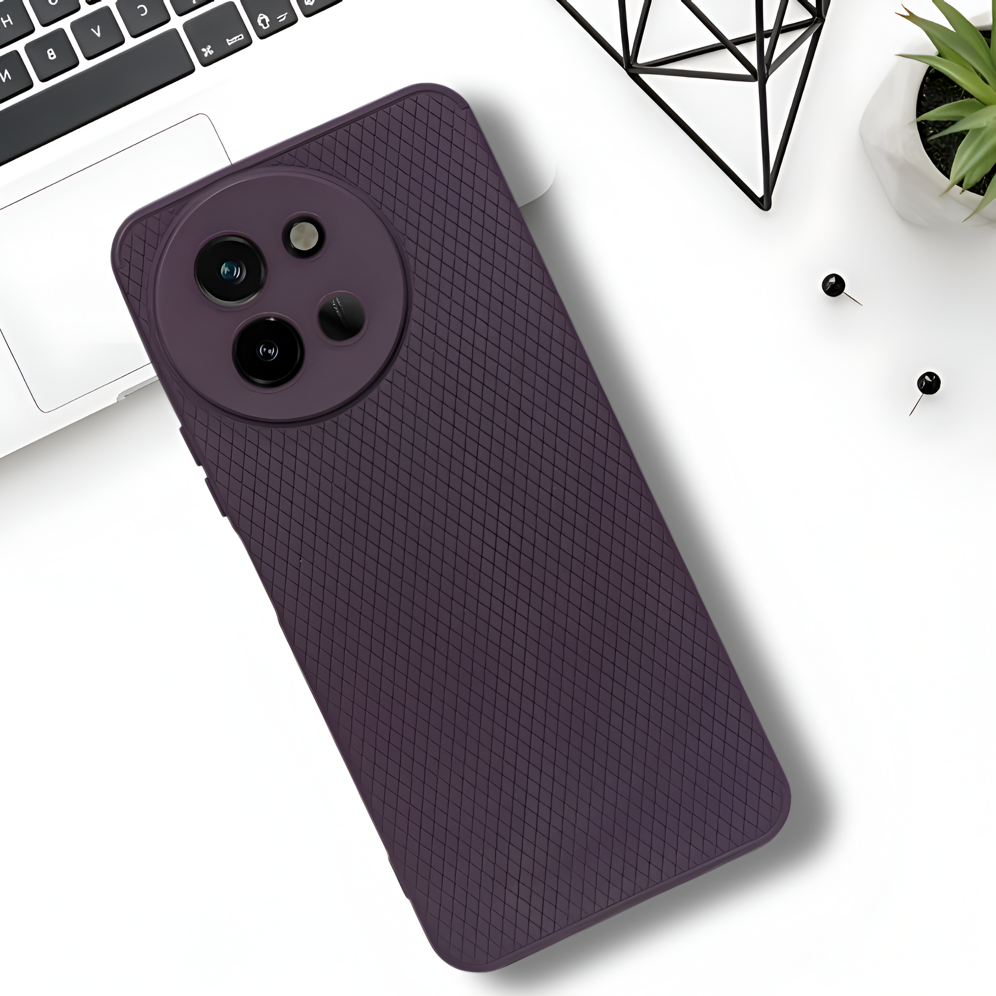 Deep Purple Line Wave Silicone Case for Vivo T3X