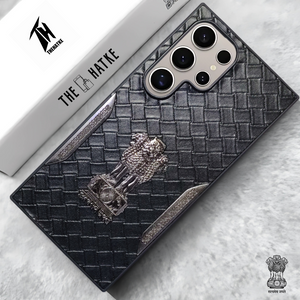 Black (Design 9) Satyameva Jayate embossed Leather Case for Samsung S25 ultra