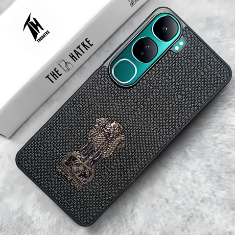 Black (Design 12) Satyameva Jayate embossed Leather Case for Vivo y 300