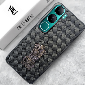 Black (Design  11) Satyameva Jayate embossed Leather Case for Vivo Y300
