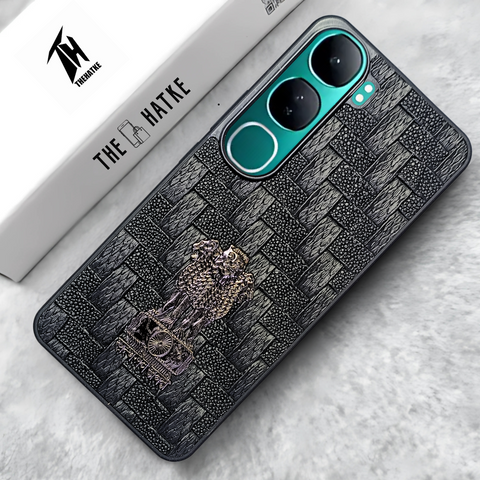 Black (Design  13) Satyameva Jayate embossed Leather Case for Vivo Y300