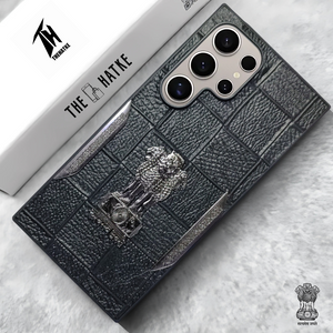 Black (Design 6) Satyameva Jayate embossed Leather Case for Samsung S25 ultra