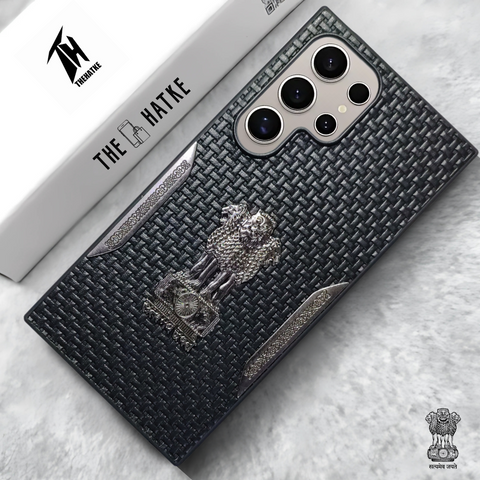 Black (Design 7) Satyameva Jayate embossed Leather Case for Samsung S25 ultra