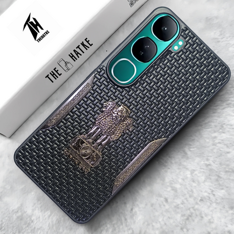 Black (Design  7) Satyameva Jayate embossed Leather Case for Vivo Y300