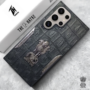 Black (Design 8) Satyameva Jayate embossed Leather Case for Samsung S25 ultra
