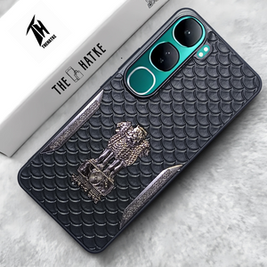 Black (Design  8) Satyameva Jayate embossed Leather Case for Vivo Y300