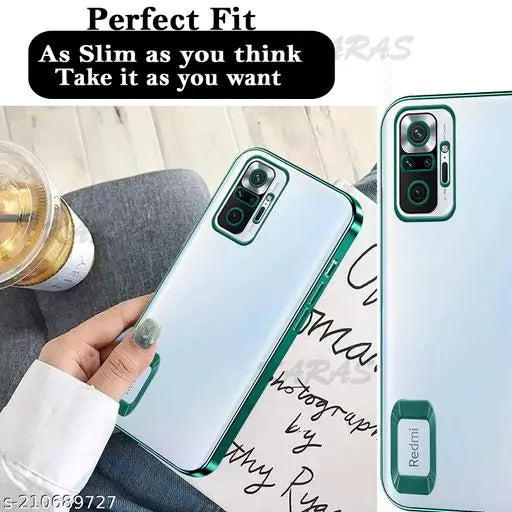 Green 6D Chrome Logo Cut Transparent Case for Redmi Note 10 Pro Max