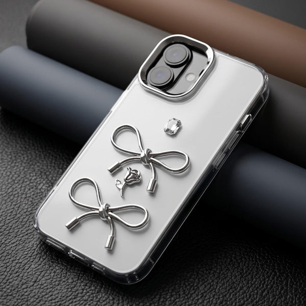 Diamond Ribbon Silicone Hard Case for Apple iphone 17 - The Hatke