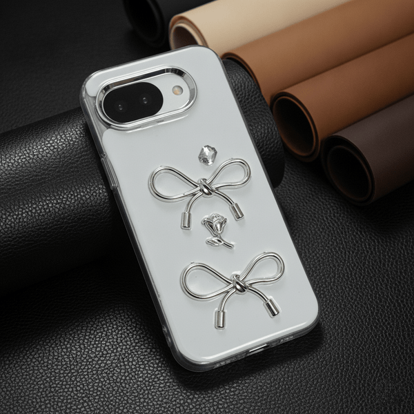 Diamond Ribbon Silicone Hard Case for Google Pixel 9a - The Hatke