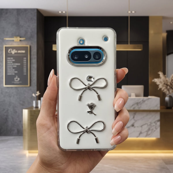 Diamond Ribbon Silicone Hard Case for Nothing Phone 3a - The Hatke