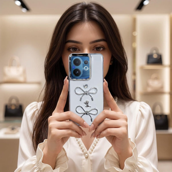Diamond Ribbon Silicone Hard Case for Vivo V60e - The Hatke