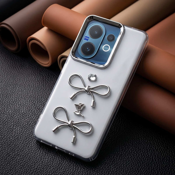 Diamond Ribbon Silicone Hard Case for Vivo V60e - The Hatke