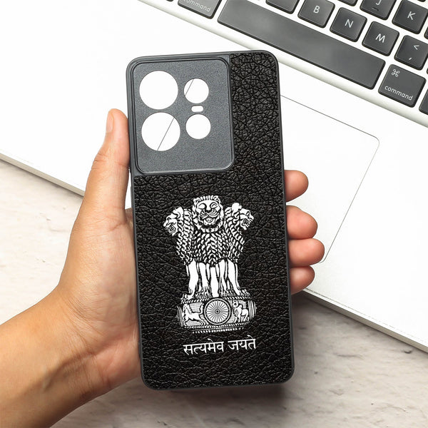 Black Satyamev Jayate metal back case for Motorola Edge 50 Pro