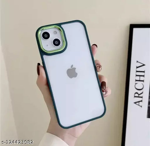 Dark Green Metal Safe Transparent Case for Apple iphone 14 Plus