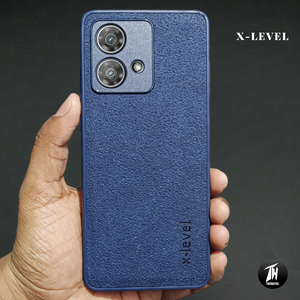 X-LEVEL Dark Blue Leather Case for Motorola Edge 40 Neo