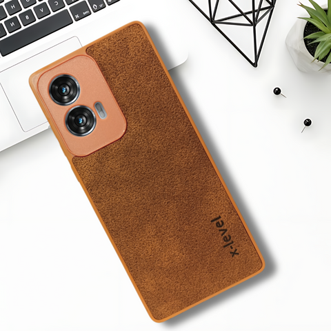 X-LEVEL Brown Leather Case for Motorola Edge 50 Fusion