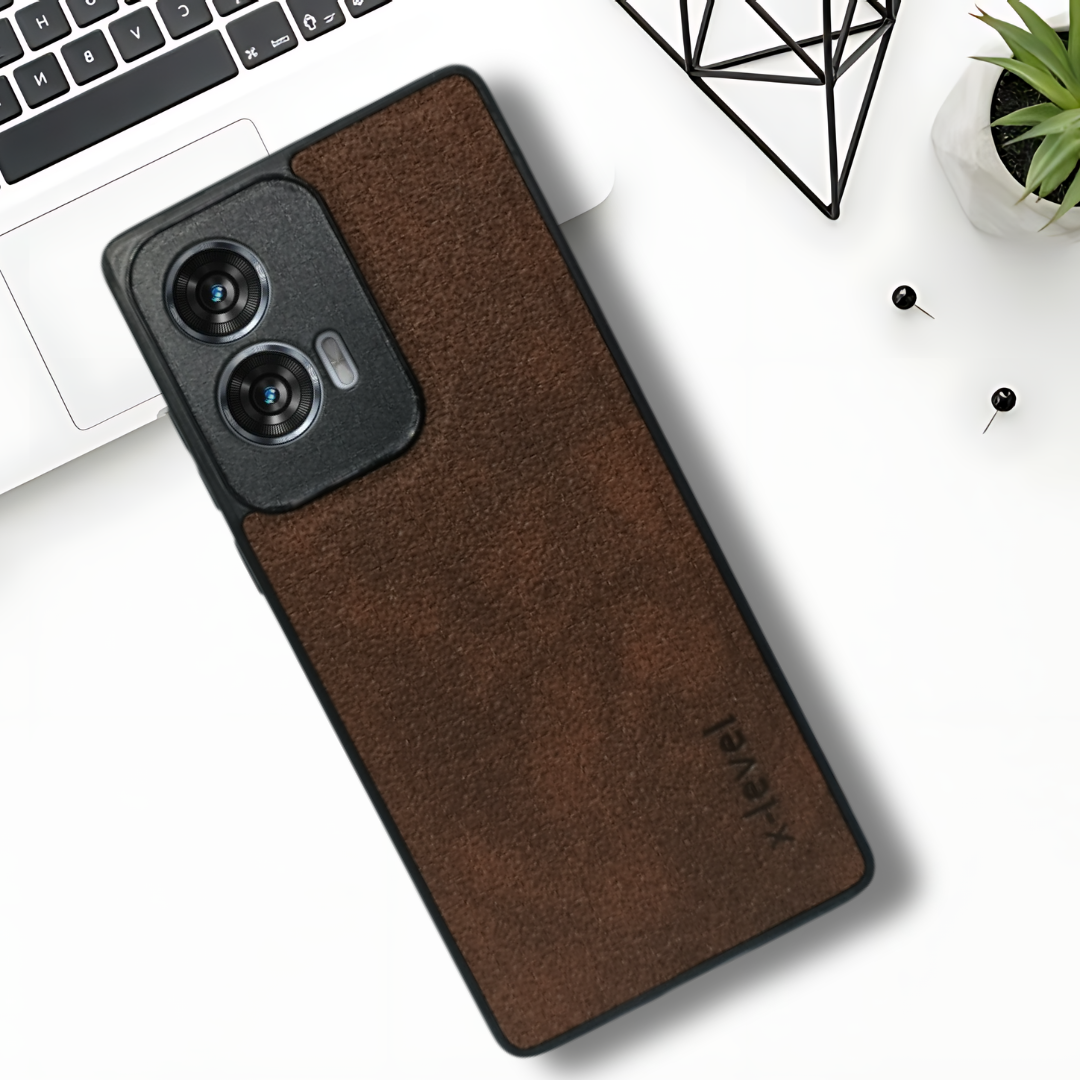 X-LEVEL Dark Brown Leather Case for Motorola Edge 50 Fusion