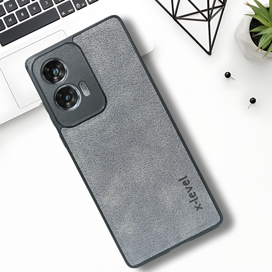 X-LEVEL Grey Leather Case for Motorola Edge 50 Fusion