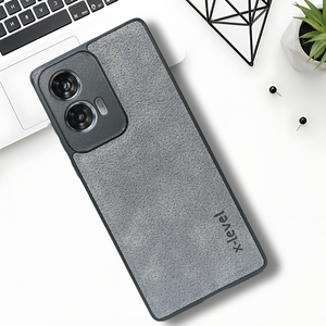 X-LEVEL Grey Leather Case for Motorola Edge 50 Fusion