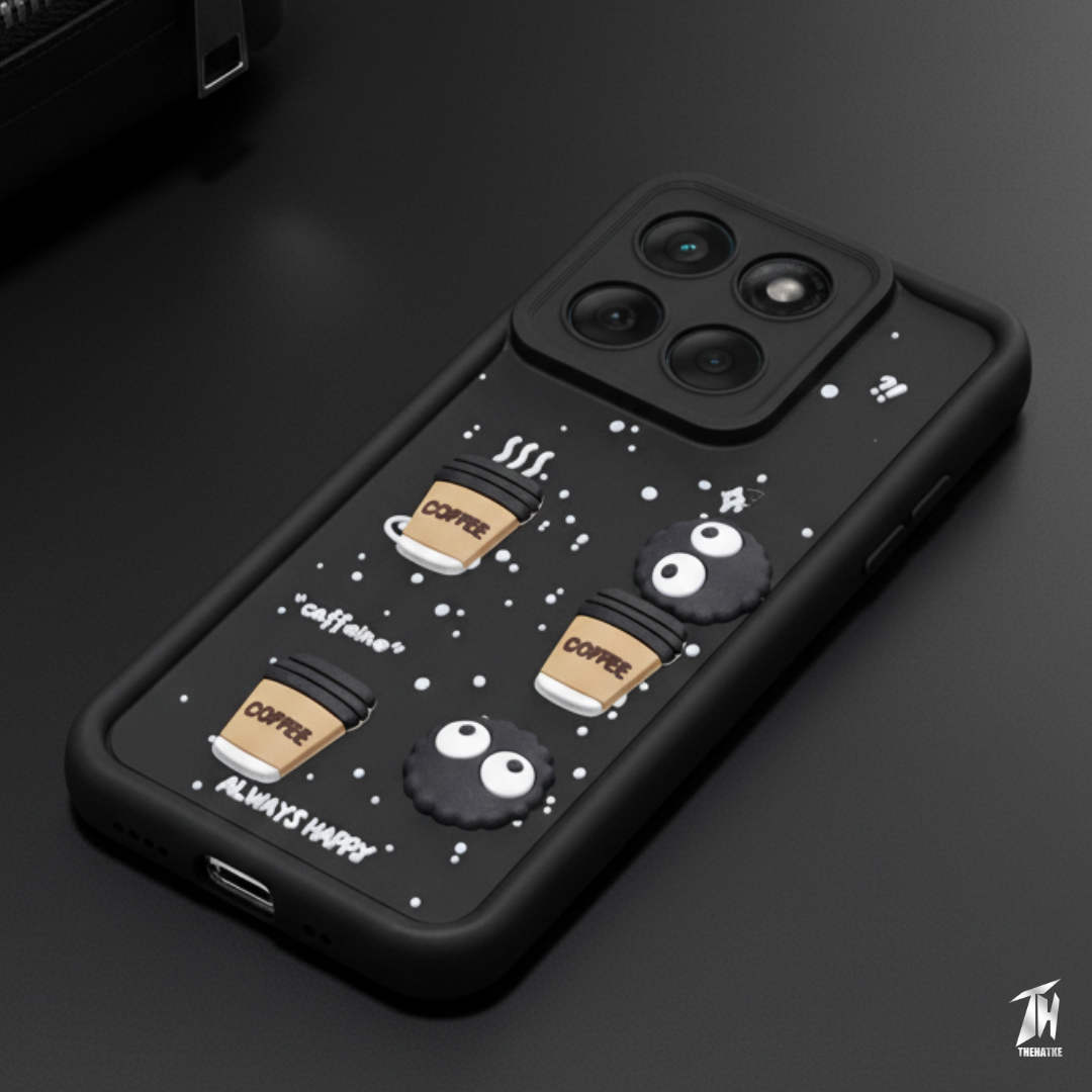 Black COFFEE (ALWAYS HAPPY) Silicone case for Motorola Edge 60 Fusion