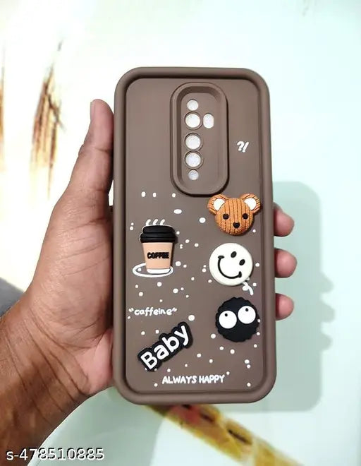 Dark Brown COFFEE (ALWAYS HAPPY) Silicone case for Oppo Reno 2F