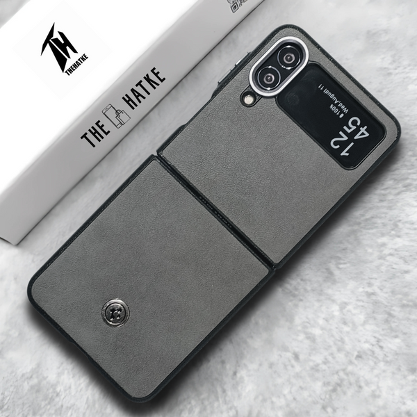 Grey Classy Leather Case for Samsung Galaxy Z FLIP 4