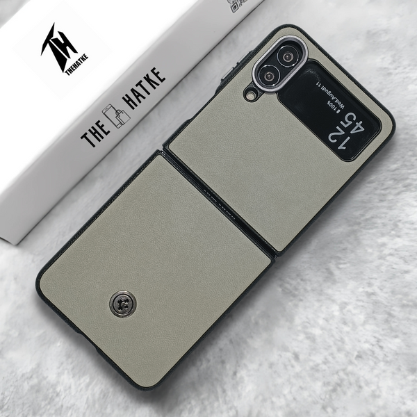 Off White Classy Leather Case for Samsung Galaxy Z FLIP 4