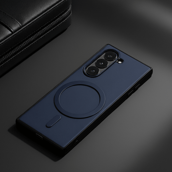 Stride Dark Blue Magsafe Leather Case for Samsung Galaxy Z FOLD 6