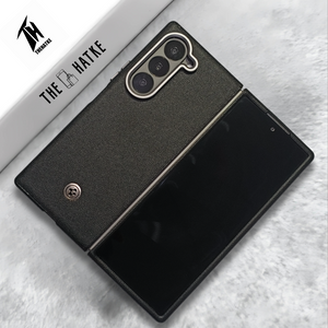 Black Classy Leather Case for Samsung Galaxy Z Fold 6