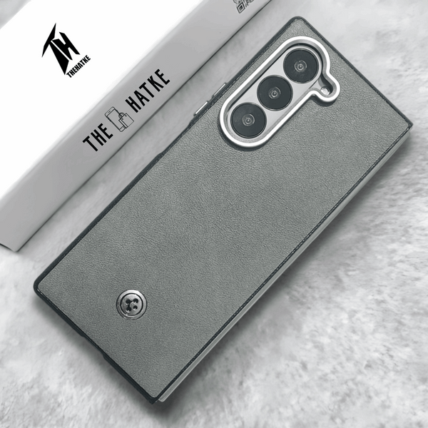Grey Classy Leather Case for Samsung Galaxy Z Fold 6