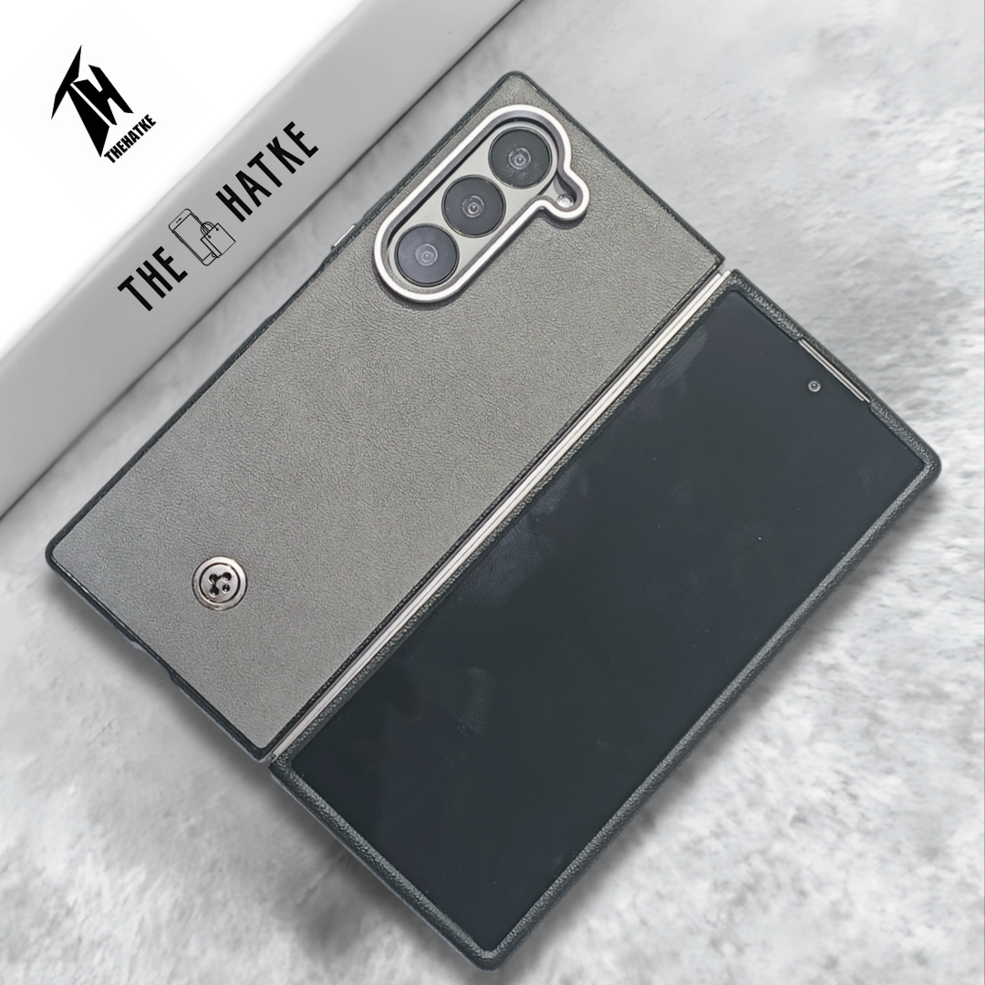 Grey Classy Leather Case for Samsung Galaxy Z Fold 6